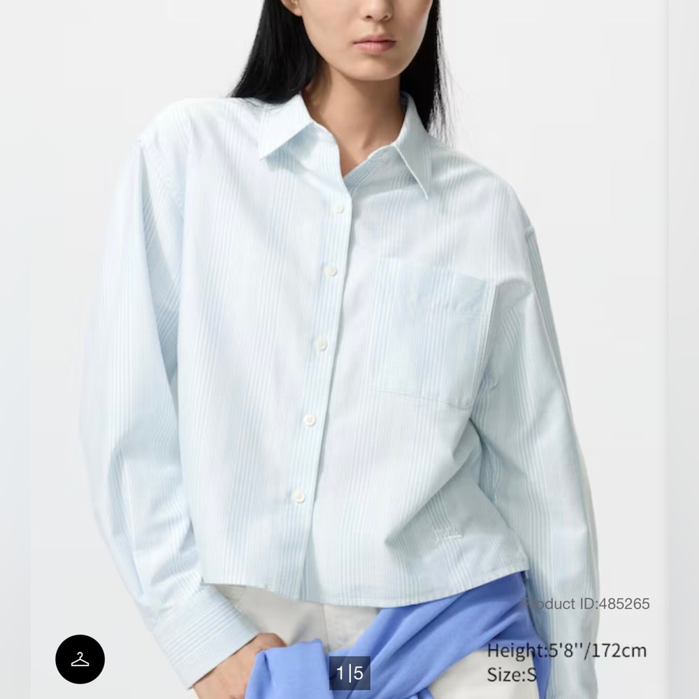 JW ANDERSON x UNIQLO Oxford Boxy Cropped Shirt Light Blue Stripe Size Large